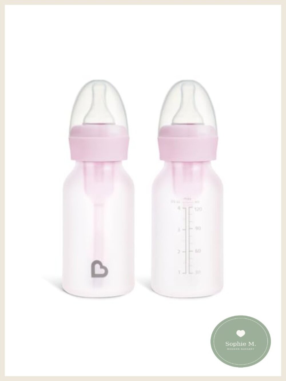 Munchkin Glass Baby Bottles, Anti Colic Newborn Feeding Set, 2 Pack, Silicone